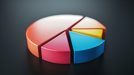 Obraz premium Close-up of a pie chart graph showing quarterly sales performance metrics and growth trends.