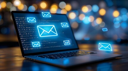 Laptop showcasing email interface for sending and receiving messages efficiently