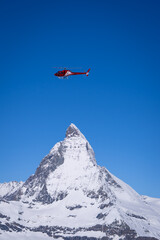 Fototapeta premium matterhorn at gornergrat rail way station view point is the most famous place to see matterhorn in Zermatt Switzerland snow beautiful sky 