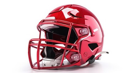 Fototapeta premium Red American football helmet isolated on a white background