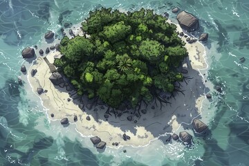 DnD Battlemap Deserted Island Battlemap. Une île déserte pour des batailles épiques.