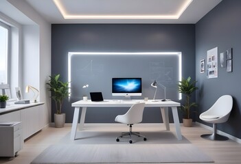 minimalist interior design style futuristic home office sleek furniture state of the art technology