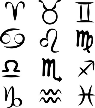 Set of Zodiac Signs. Artistic Astrology Horoscope Visualizations. Celestial Art Collection. Mystical Cosmic Symbols and Constellations Graphic Design.