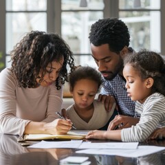 Obraz premium parent and child reading book together