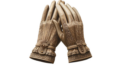 Vintage gloves isolated on transparent or white background