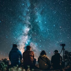 People travel through beautiful nature