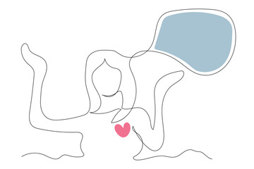 Sketch outline concept minimal girl woman lady in drawing continuous line art. Female hand drawn with white ioslated background. Abstract,vector,illustration.