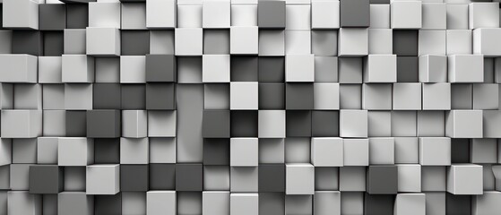 geometric pattern with grey and blue squares, creating a captivating 3D mosaic