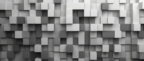 geometric pattern with grey and blue squares, creating a captivating 3D mosaic