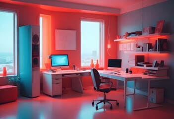 minimalist interior design style futuristic home office sleek furniture state of the art technology