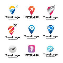 Set of Pin map illustration for travel icon logo design
