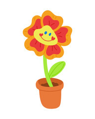 Vintage soft toy flower from 2000s. Vector flat illustration in neon colors isolated on white background. Perfect for decoration, stickers and logo