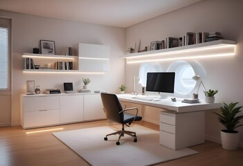 minimalist interior design style futuristic home office sleek furniture state of the art technology