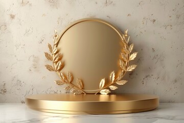 Golden circular base and golden leaves