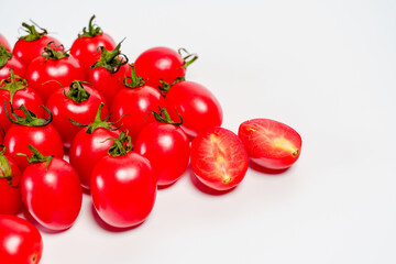 Studio shot photo of cherry tomato against white background