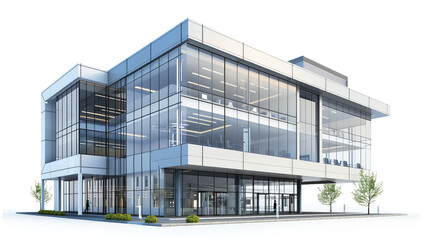 Modern business building on a transparent background