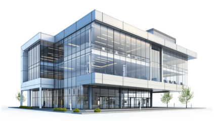 Modern business building on a transparent background
