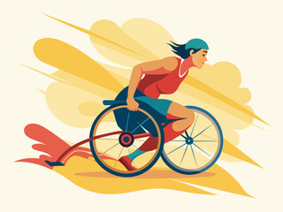 Wheelchair User Participating in a Marathon - Inclusive Sports and Determination Vector Illustration