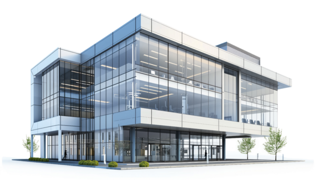 Modern business building on a transparent background
