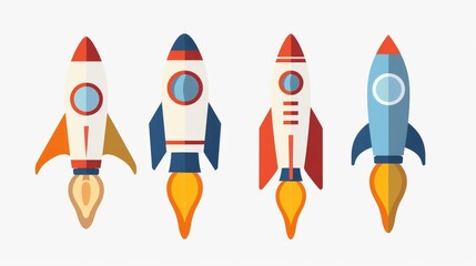 Icon of three rockets ascending on a white background