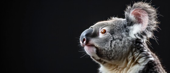 Fototapeta premium koala looks away against the black backdrop, its silhouette blending into the mysteries of the night