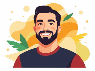 Obraz premium Hispanic Man with Beard Smiling - Joyful Expression Vector Illustration