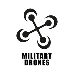 Minimalist and simple military drone logo with bold line
