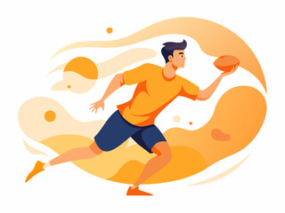 Man Playing Ultimate Frisbee with Abstract Background - Vector Illustration