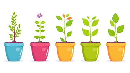 Cartoon agriculture plant pot icon for web design isolated on white background