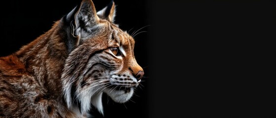Obraz premium lynx looking away against a black background