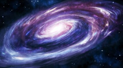 Spiral galaxy with bright core and colorful swirls of cosmic dust in deep space.