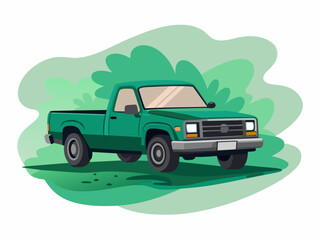 Pickup truck vector illustration with abstract shapes background, perfect for automotive designs, transportation themes, and vehicle art