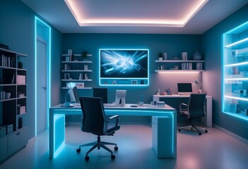 minimalist interior design style futuristic home office sleek furniture state of the art technology