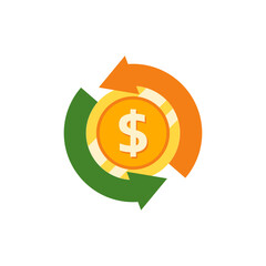 Money bag flat vector icon or logo with dollar logo, for business icon, and payment
