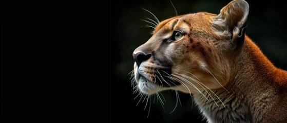 Obraz premium mountain lion's silhouette against black; elegant, powerful, sleek, majestic, and unmistakably dominant