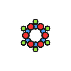 Abstract round molecule model line icon. Compound, structure, circle. Science concept. Can be used for topics like chemistry, study, education, research