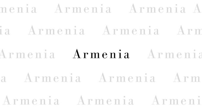 Armenia Country text word stock video, Marker Pen in Bold Words , white background, Text Design Animation seamless loop. Digital Screen, Quickly changing pages, Close Up Letters, 4K Resolution