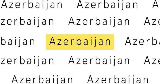 Azerbaijan Country text word stock video, Marker Pen in Bold Words , white background, Text Design Animation seamless loop. Digital Screen, Quickly changing pages, Close Up Letters, 4K Resolution