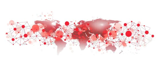 beautifully illustrated world map, connecting continents in a watercolor network on a white background