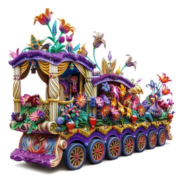 Mardi Gras parade float on a white background,