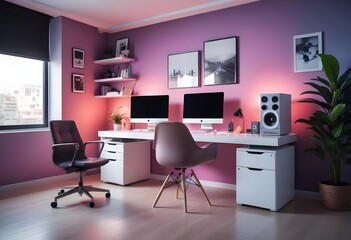 minimalist interior design style futuristic home office sleek furniture state of the art technology