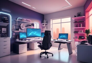 minimalist interior design style futuristic home office sleek furniture state of the art technology