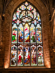 View at the windows of Saint Giles cathedral on Edinburgh in Scotland