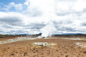 Iceland Akureyri landcape of the sulfur fields, Hverir geothermal area