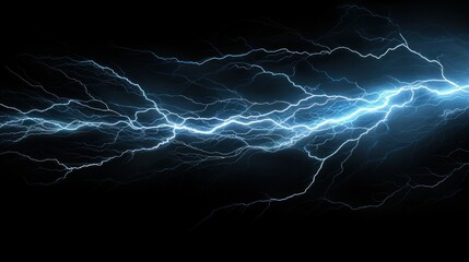 Fototapeta premium Dark background with lightning and thunder. Lightning forms the background in a realistic manner. A powerful charge causes many sparks
