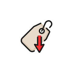 Price reduction line icon. Sale, offer, bargain. Shopping concept. Vector illustration can be used for topics like clearance, discount, retail