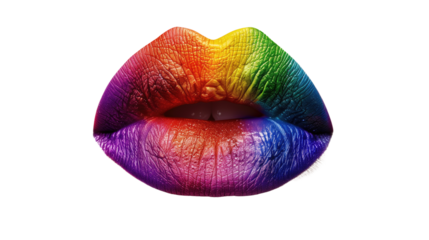 Lips in rainbow colors on a transparent background