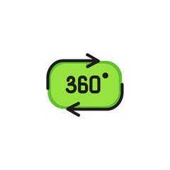 Rotating motion line icon. Three hundred and sixty degree, arrow, cycling. Three dimensional concept. Vector illustration can be used for topics like augmented reality, modeling, 3D printing
