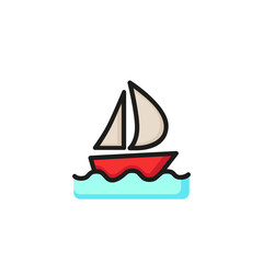 Sailboat line icon. Boat, sailing, cruise. Transportation concept. Vector illustration can be used for topics like travelling, vacation, vessel