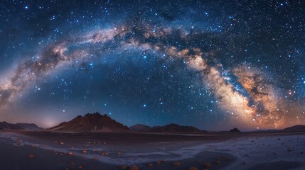 Fototapeta premium A beautiful night sky with a large, glowing Milky Way